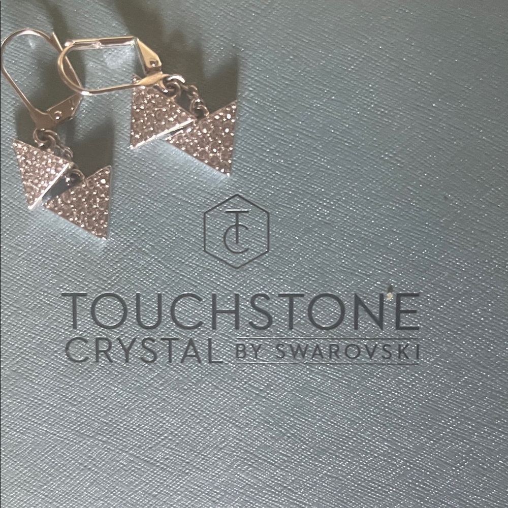 Touchstone Crystal Silver Triangle Earrings